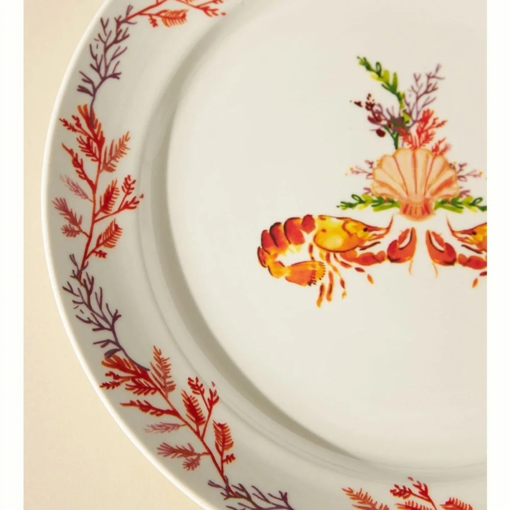 Anthropologie August Wren Shrimp 🦐 Dinner Plate